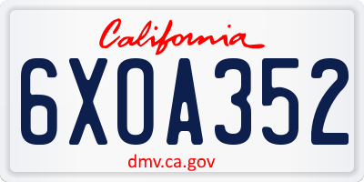 CA license plate 6XOA352