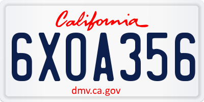 CA license plate 6XOA356