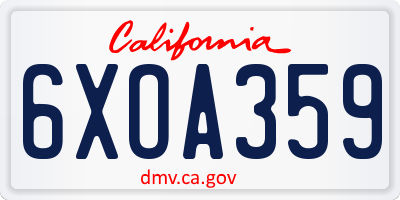 CA license plate 6XOA359