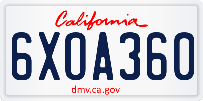 CA license plate 6XOA360