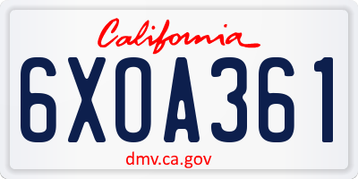 CA license plate 6XOA361