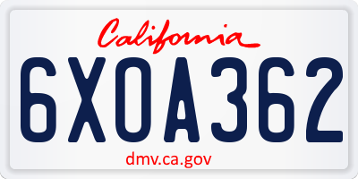 CA license plate 6XOA362