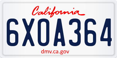 CA license plate 6XOA364