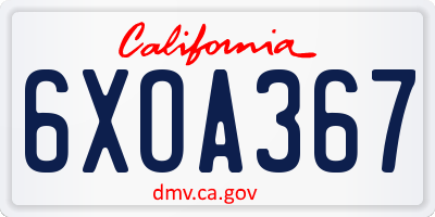CA license plate 6XOA367