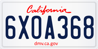 CA license plate 6XOA368