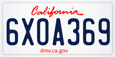 CA license plate 6XOA369