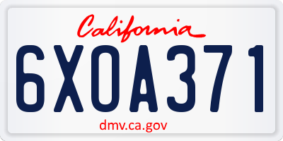 CA license plate 6XOA371
