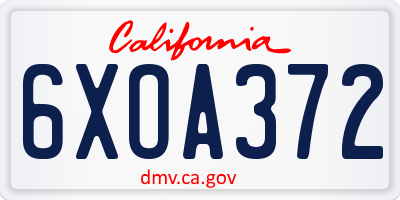 CA license plate 6XOA372