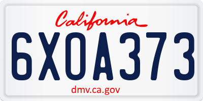 CA license plate 6XOA373