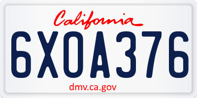 CA license plate 6XOA376