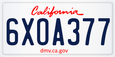 CA license plate 6XOA377