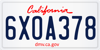 CA license plate 6XOA378