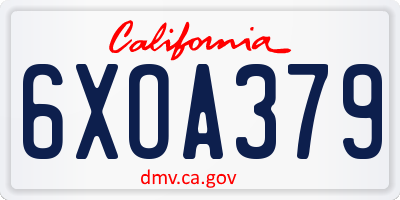 CA license plate 6XOA379