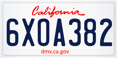 CA license plate 6XOA382