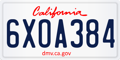CA license plate 6XOA384