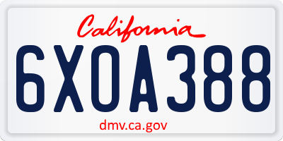 CA license plate 6XOA388