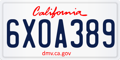 CA license plate 6XOA389