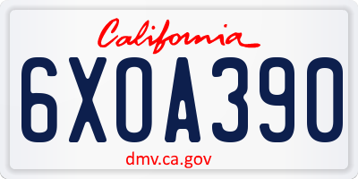 CA license plate 6XOA390