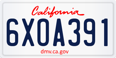 CA license plate 6XOA391