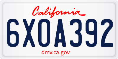 CA license plate 6XOA392