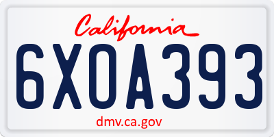 CA license plate 6XOA393