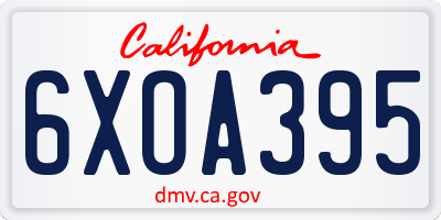 CA license plate 6XOA395