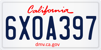 CA license plate 6XOA397