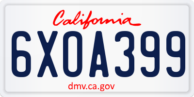 CA license plate 6XOA399