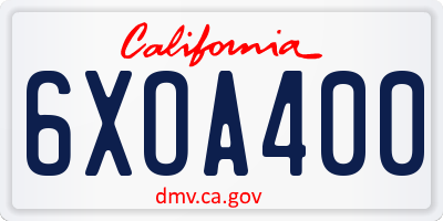 CA license plate 6XOA400