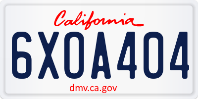 CA license plate 6XOA404