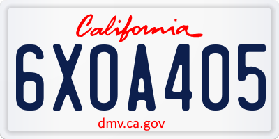 CA license plate 6XOA405