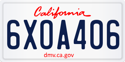 CA license plate 6XOA406