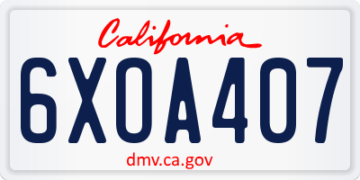 CA license plate 6XOA407