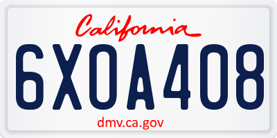 CA license plate 6XOA408