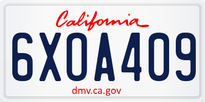 CA license plate 6XOA409