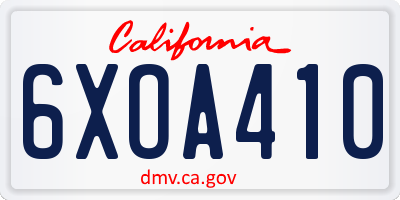 CA license plate 6XOA410