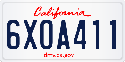 CA license plate 6XOA411