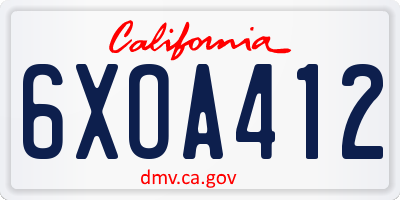 CA license plate 6XOA412
