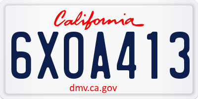 CA license plate 6XOA413