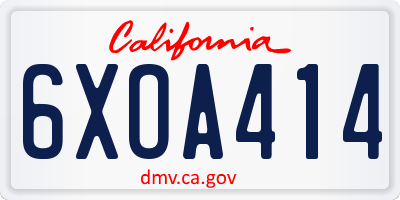 CA license plate 6XOA414