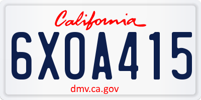 CA license plate 6XOA415