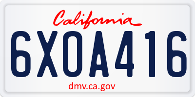CA license plate 6XOA416