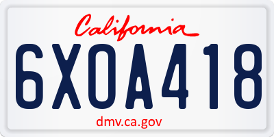 CA license plate 6XOA418