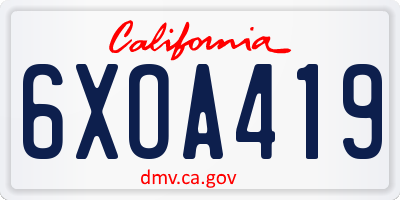 CA license plate 6XOA419