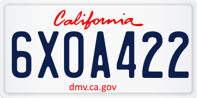CA license plate 6XOA422