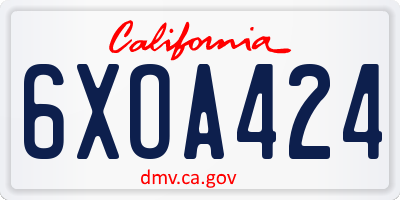 CA license plate 6XOA424