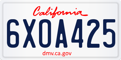 CA license plate 6XOA425