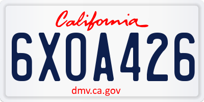 CA license plate 6XOA426