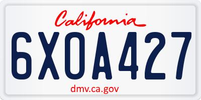 CA license plate 6XOA427