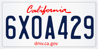 CA license plate 6XOA429